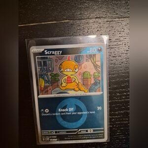 Pokemon Scraggy Blue and Yellow Collectible Card